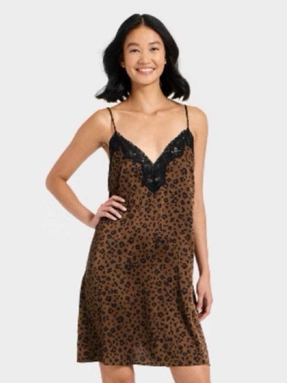 Auden Women's Lace Trim Satin Chemise